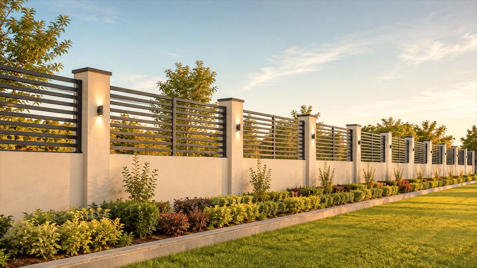 Perimeter fencing around Ocean Wave gated community plots in Madambakkam