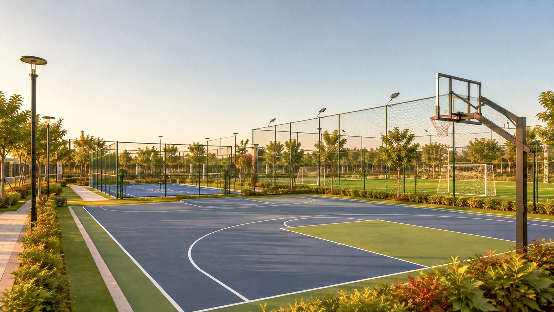 Sports area at Ocean Wave gated community plots in Madambakkam